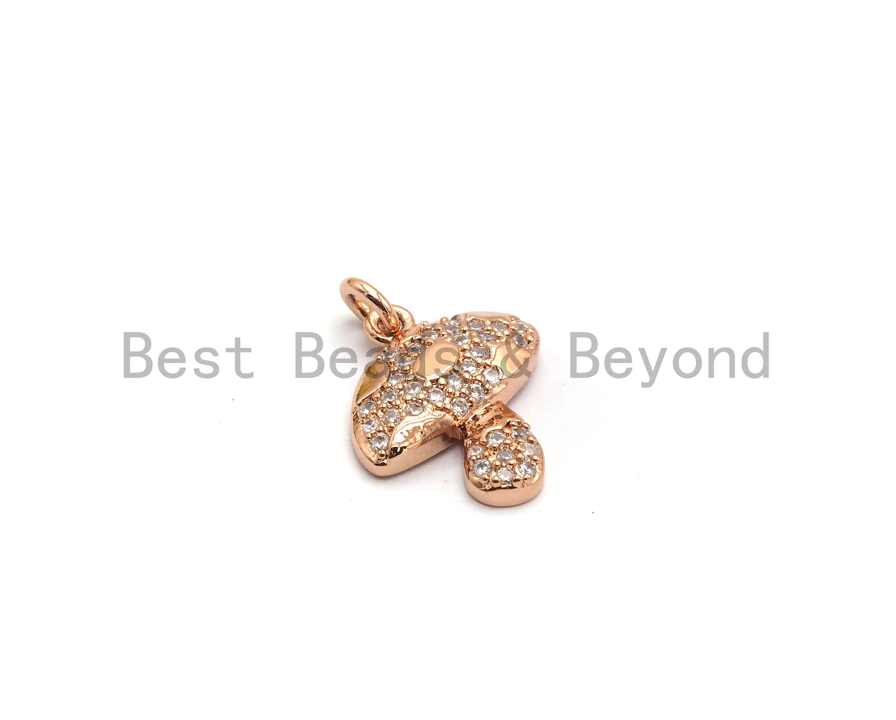 CZ Micro Pave Mushroom Charm Pendant, Cubic Zirconia Pendant,SKU#Y182