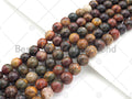 Quality Genuine NEW Red Brown Picasso Jasper Smooth Round Beads, 6mm/8mm/10mm/12mm Picasso Jasper Beads, 15.5'' Full Strand, SKU#U1162