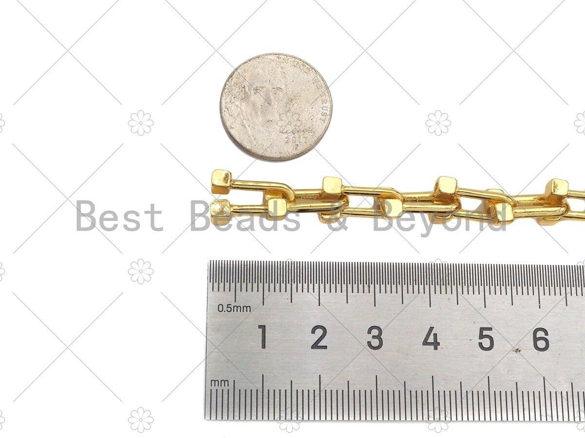 NEW STYLE U link Chain Chunky Statement Chain by Yard, U shape Bulky Link chain, Gold Filled Chain, Necklace Supplies, sku#LD116