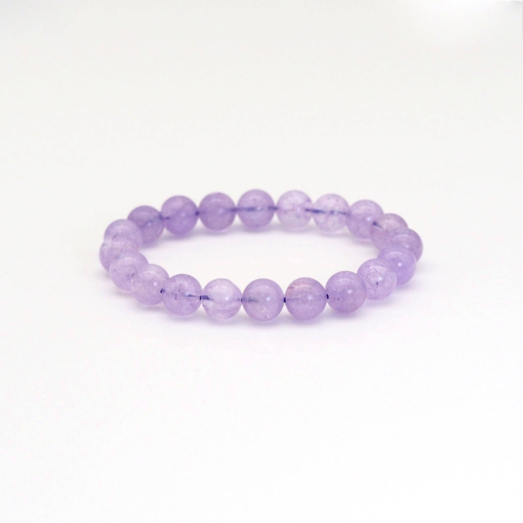 Genuine Lavender Jade Round Stretchy Bracelet, Sku#EF414