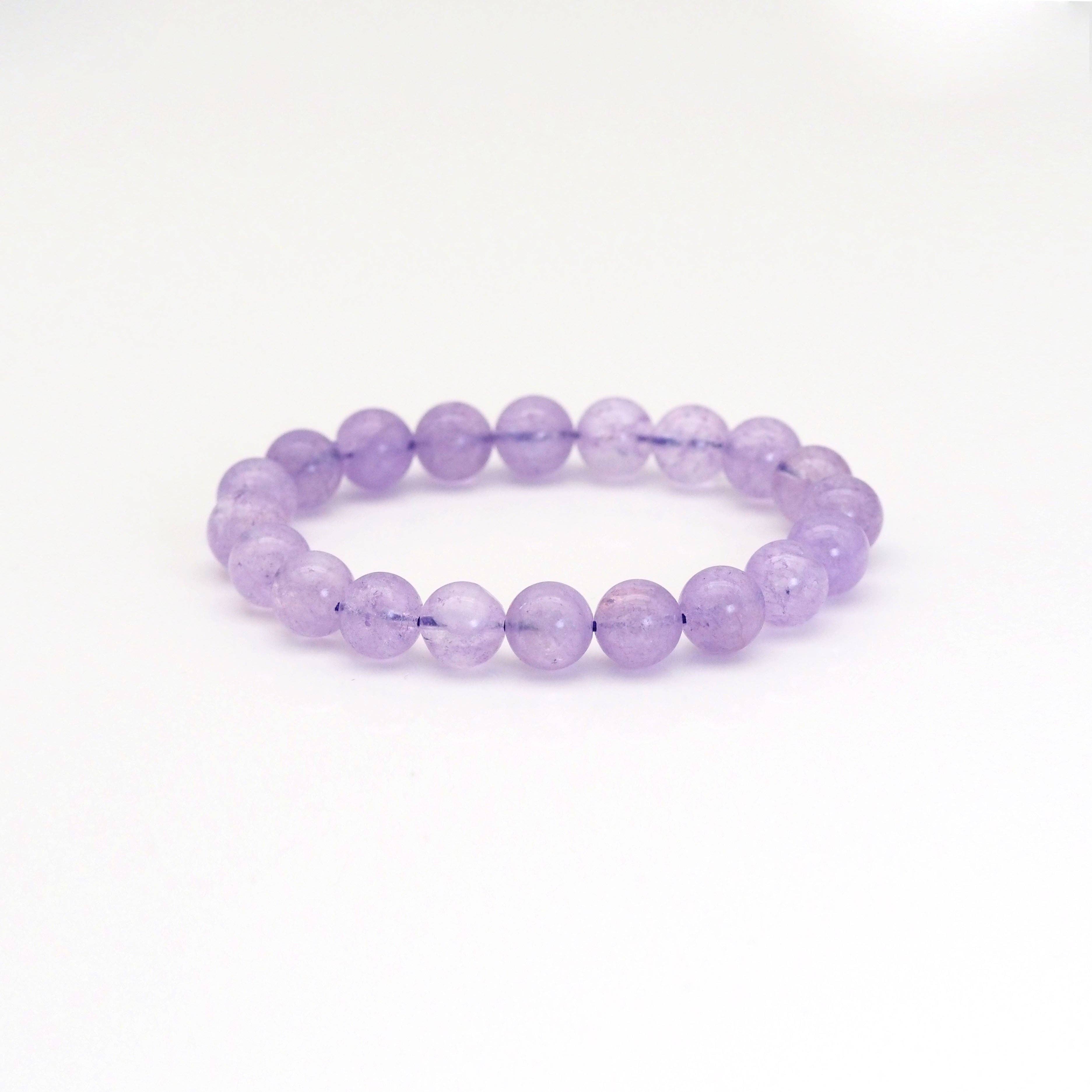 Genuine Lavender Jade Round Stretchy Bracelet, Sku#EF414