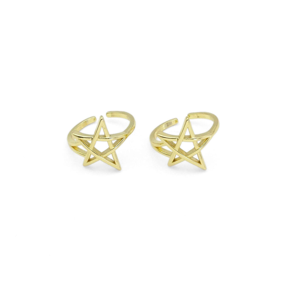 Gold David Star Adjustable Ring, Sku#LK872