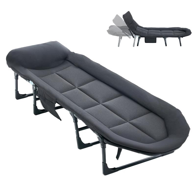 Camping Cot for Adults, 6 Angle Adjustable Folding Camping Bed with Mattress, Foldable Camping Bed for Camp, Office, Outdoor, Lightweight Camping Cot with Carry Bag Supports 450 Lbs