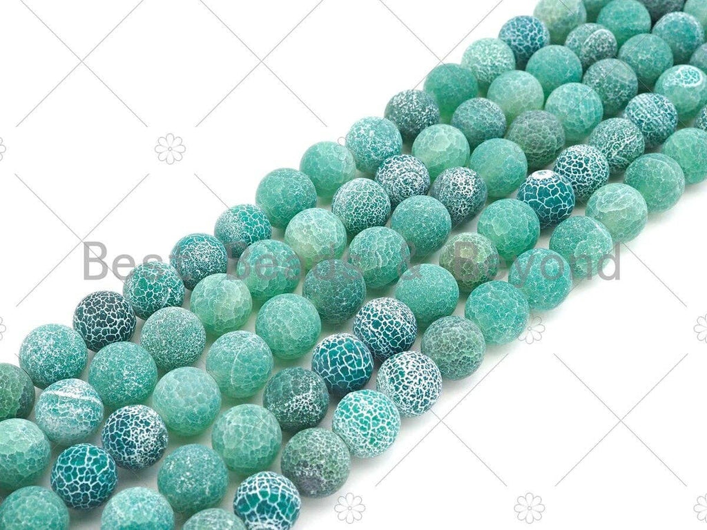 High Quality Natural Green Matt Fire Cracked Agate, Round 6mm/8mm/10mm/12mm Fire Agate, Green Fire Agate, 15.5" Full Strand, sku#UA146