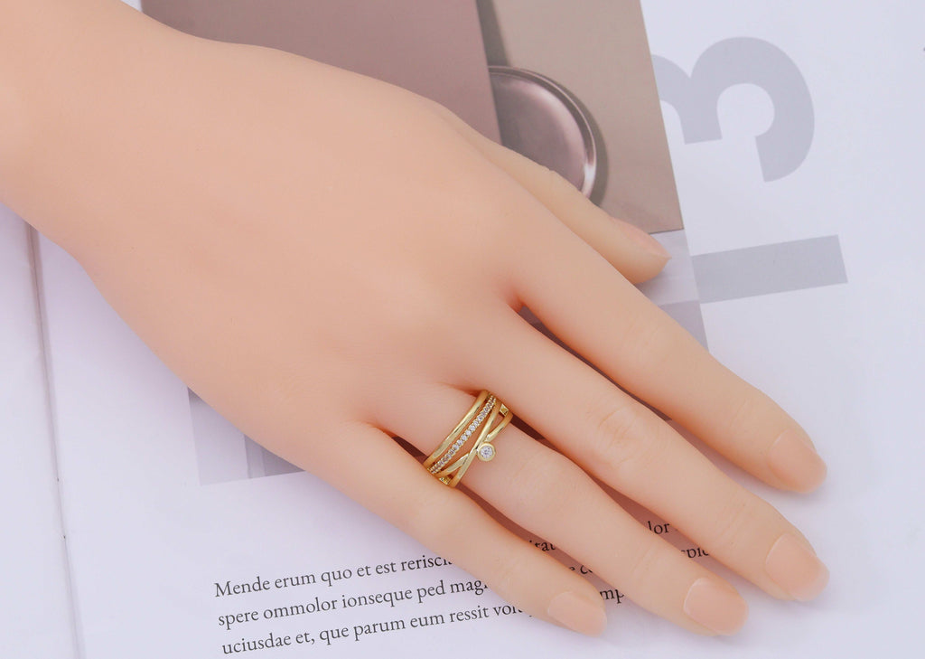 CZ Cross Adjustable Ring, Sku#LD255