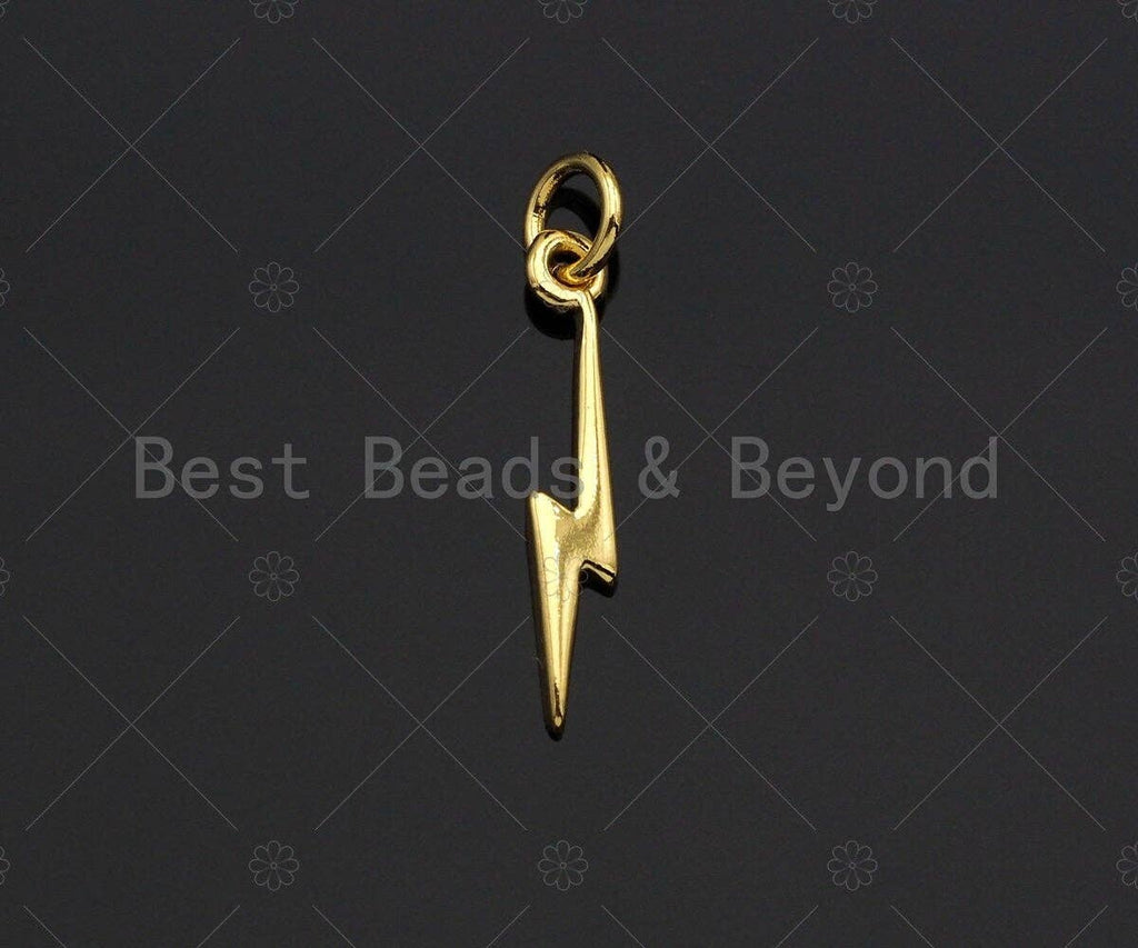 Gold/Sliver/Rose Gold/Gunmetal Lightning Charms, Dainty Lightning Charms, Lightning Charm, Necklace Charms, 3x18mm, Sku#Z1179