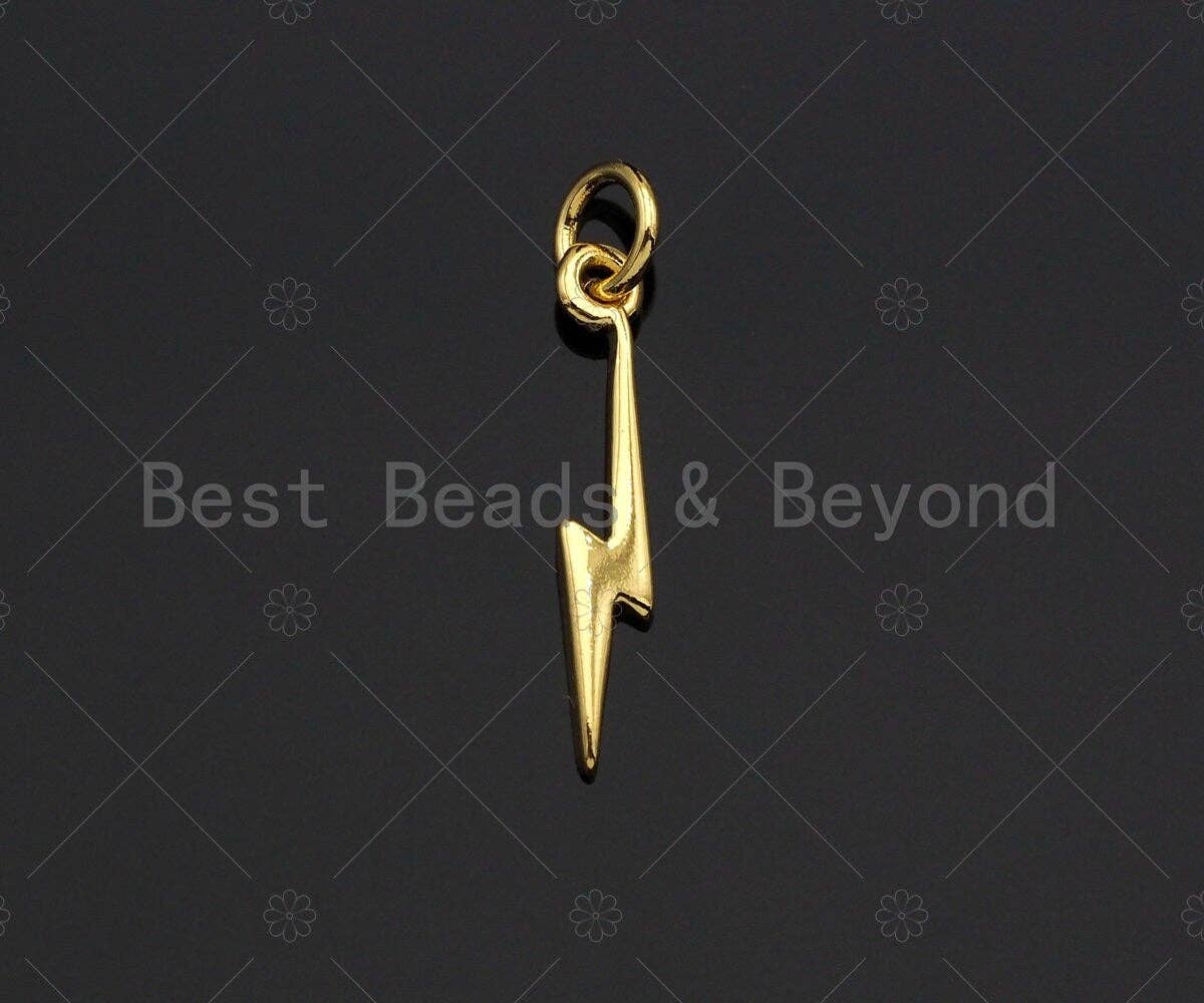 Gold/Sliver/Rose Gold/Gunmetal Lightning Charms, Dainty Lightning Charms, Lightning Charm, Necklace Charms, 3x18mm, Sku#Z1179