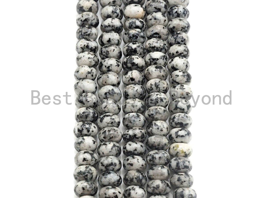 2mm Large Hole Natural Sesame Jasper Beads, Rondelle Smooth 6x10mm/5x8mm, 8" Long Strands, sku#U700