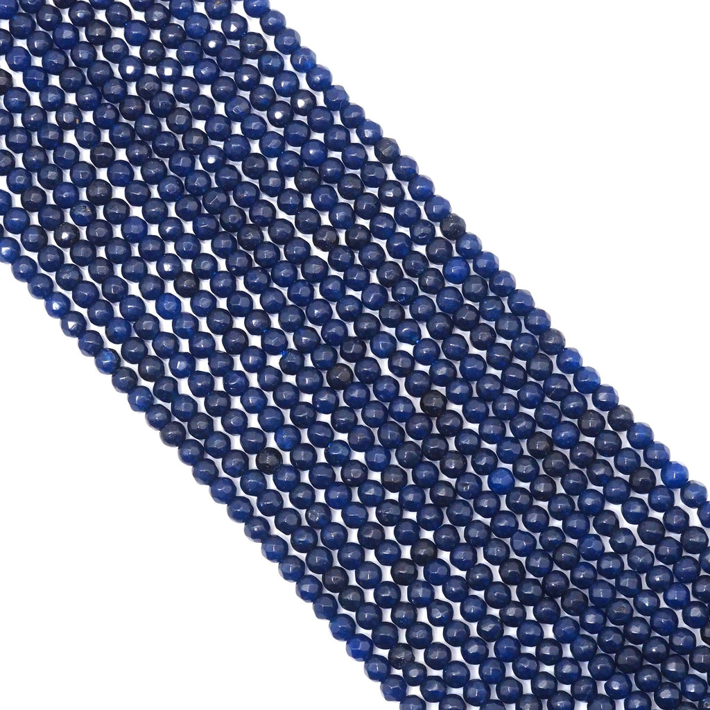 Blue Jade Round Faceted Beads, 4mm, Sku#U1633