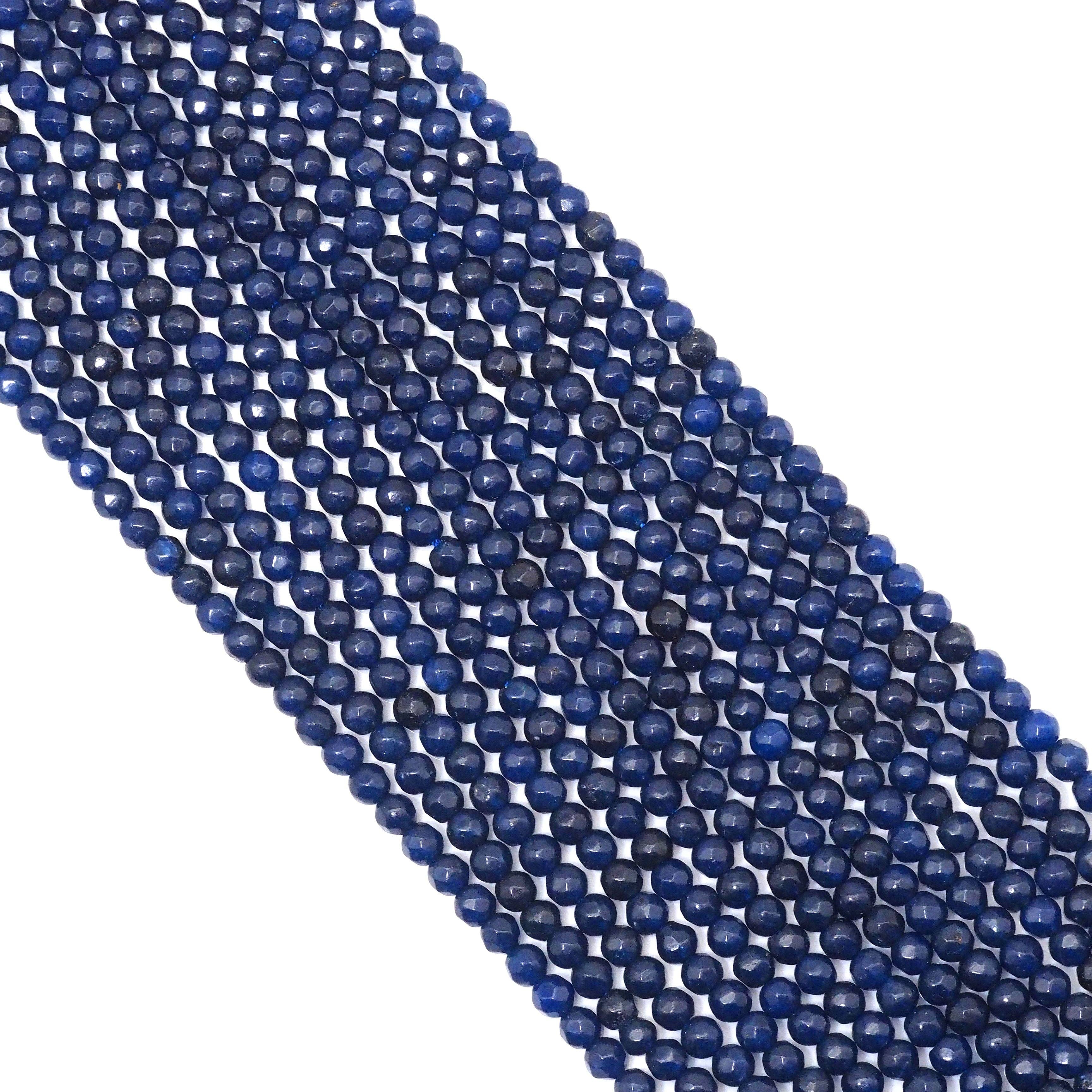 Blue Jade Round Faceted Beads, 4mm, Sku#U1633