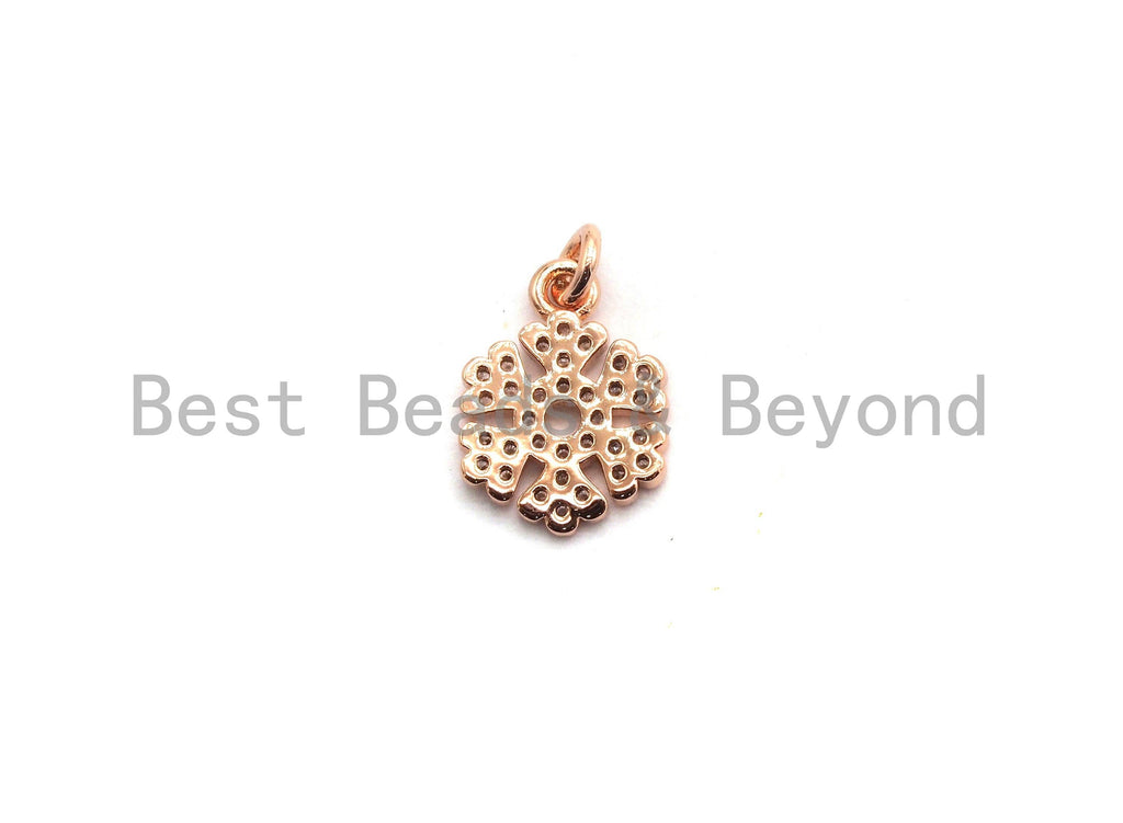 CZ Micro Pave Snowflake Pendant/Charm, Cubic Zirconia Pendant, 10x13mm,sku#F649