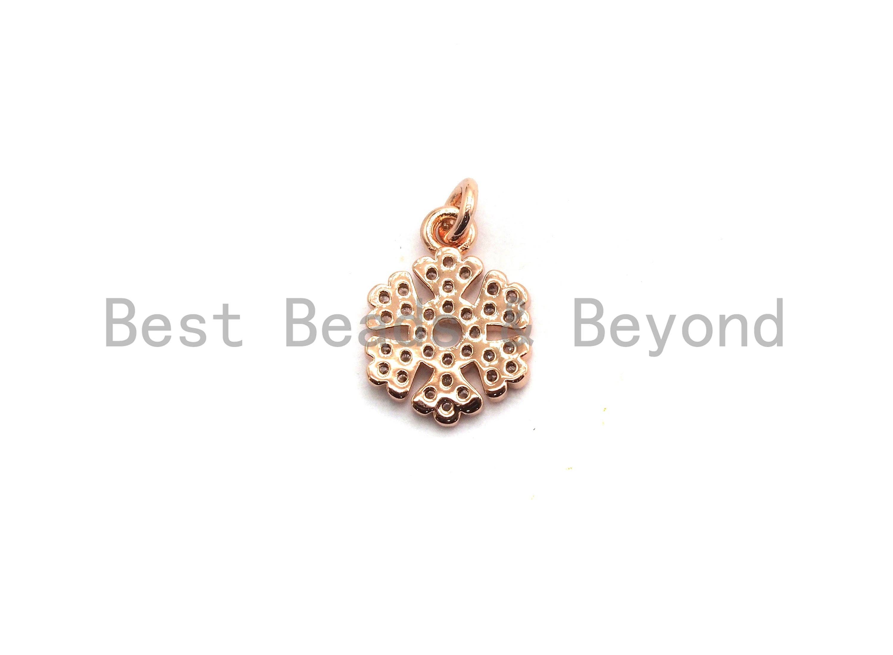 CZ Micro Pave Snowflake Pendant/Charm, Cubic Zirconia Pendant, 10x13mm,sku#F649