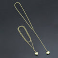 32inch Gold Link Chain Puffy Heart Pendant Necklace, sku#EF760