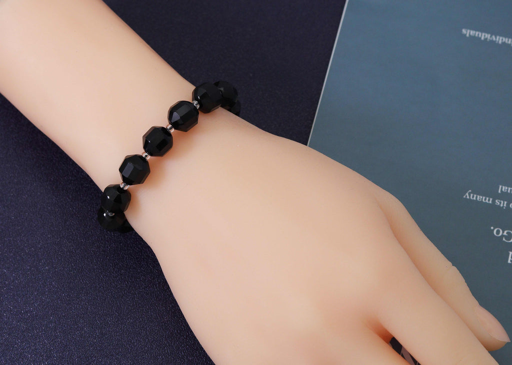 Black Onyx Double Point Stretchy Bracelet,Sku#EF105