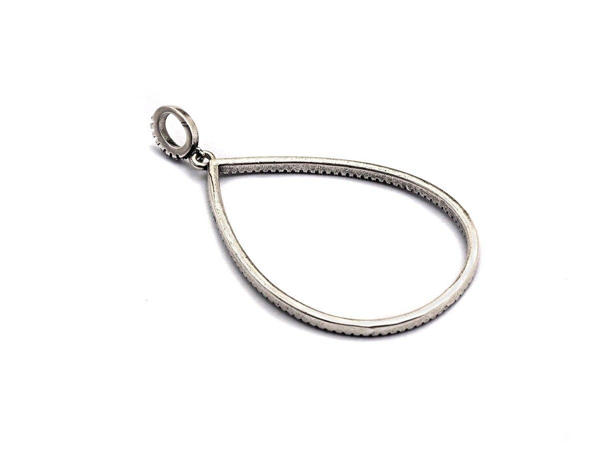 CZ Micro Pave Teardrop Frame Pendant,Antique Silver Finish,  Cz Big Pave Water Drop  Charm Pendant,33x49mm,sku#F982