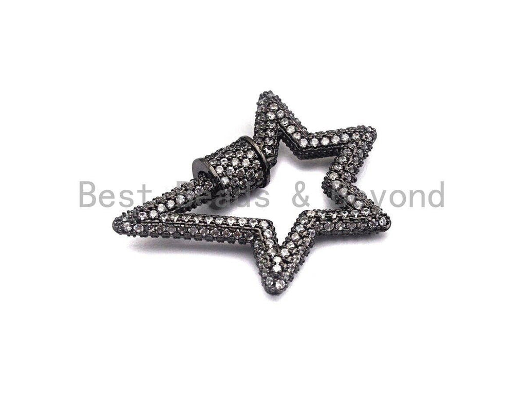 Fully Cz Micro pave Star Clasp, CZ Pave Clasp, Gold/Silver/Rose Gold/Gunmetal Carabiner Clasp, 33x24mm, sku#K75
