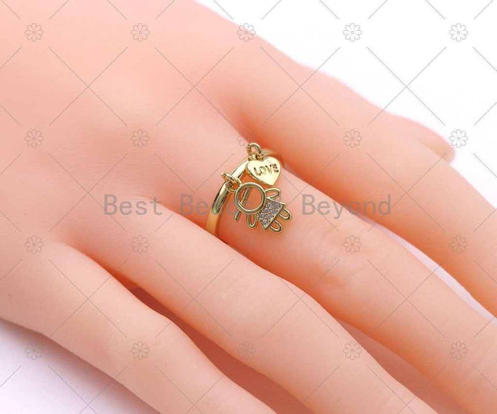 CZ Girl/Boy with Heart On Round Adjustable Ring, Sku#X286