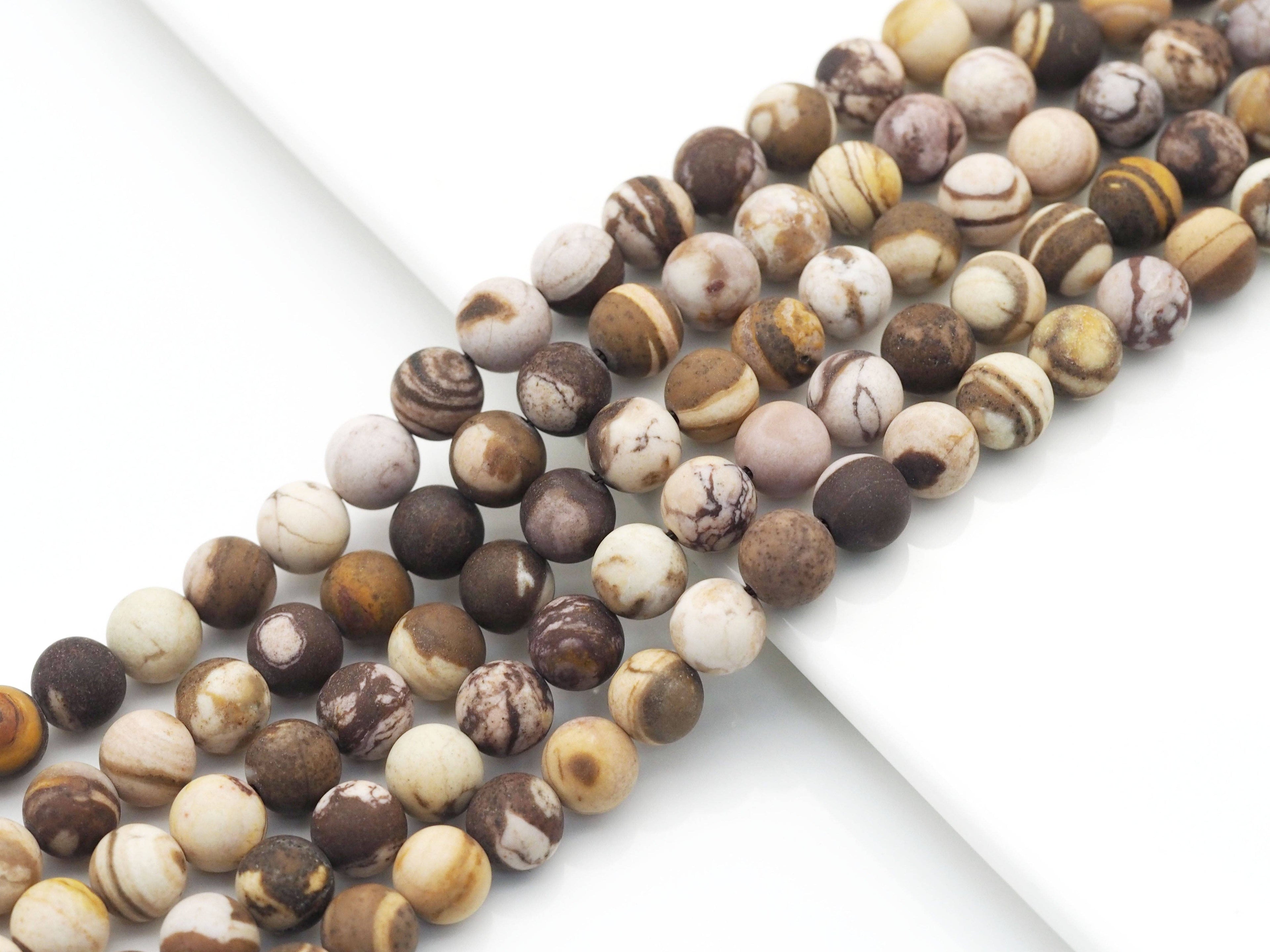 Matt Brown Zebra Jasper Round Smooth Beads, Sku#U1404