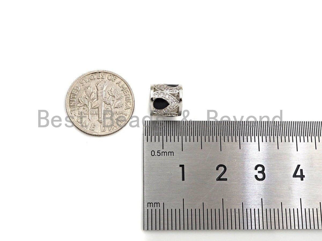 CZ Micro Pave Big Hole Drum Barrel space beads, Micro Pave B