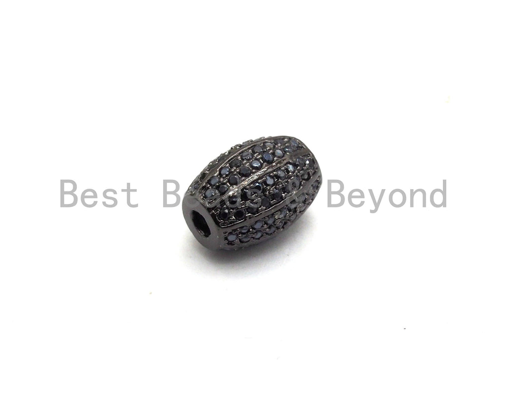 Black CZ Pave On Black Micro Pave Oval Spacer Beads Crystal for Bracelet/Necklace, Cubic Zirconia Beads, 10x13mm, sku#G414
