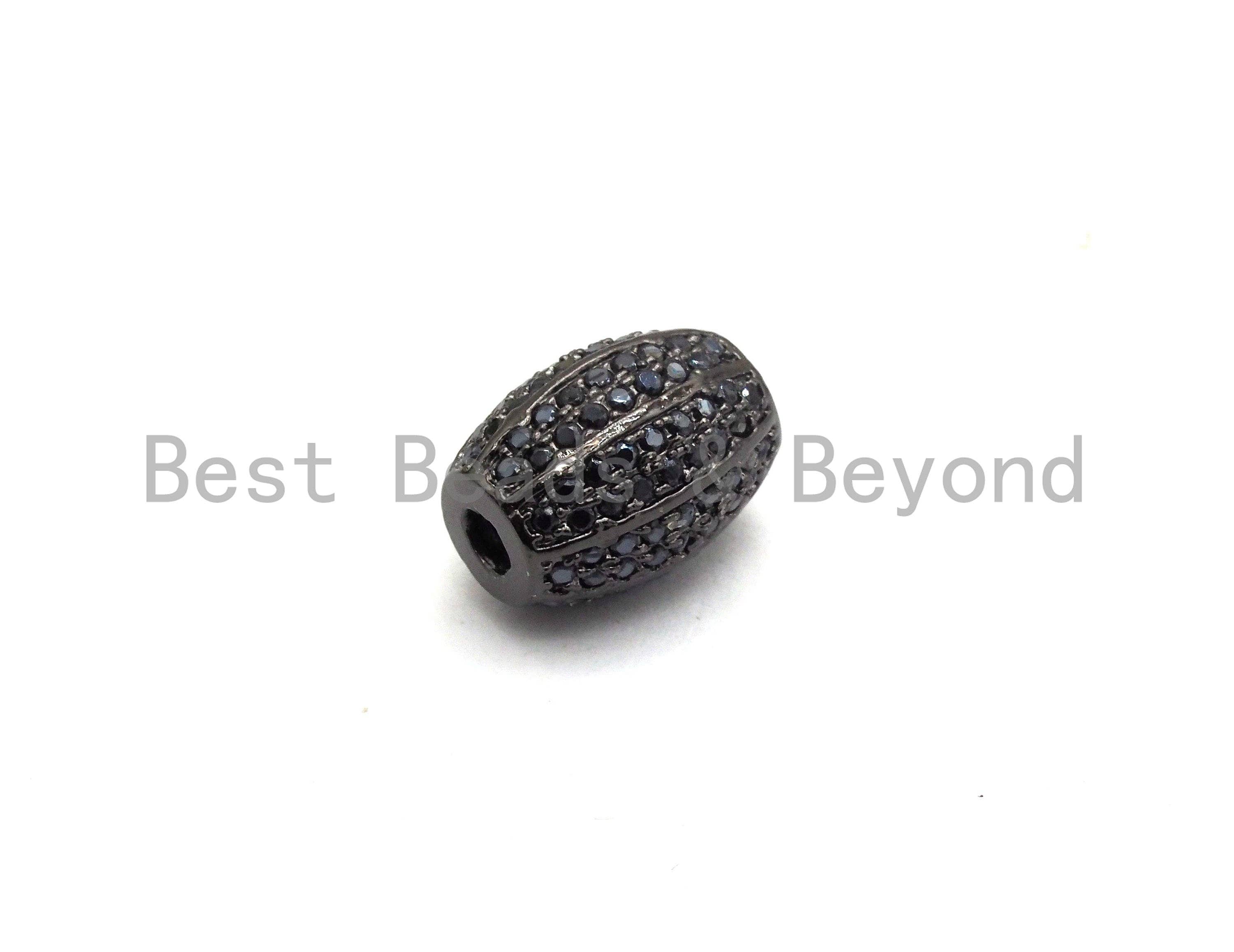 Black CZ Pave On Black Micro Pave Oval Spacer Beads Crystal for Bracelet/Necklace, Cubic Zirconia Beads, 10x13mm, sku#G414