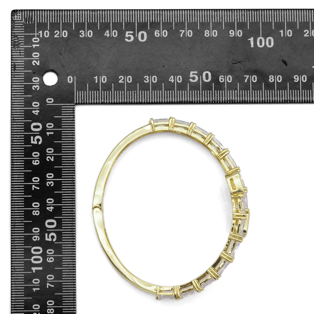 Gold Silver Baguette CZ Wrap Adjustable Bracelet, Sku#LX371
