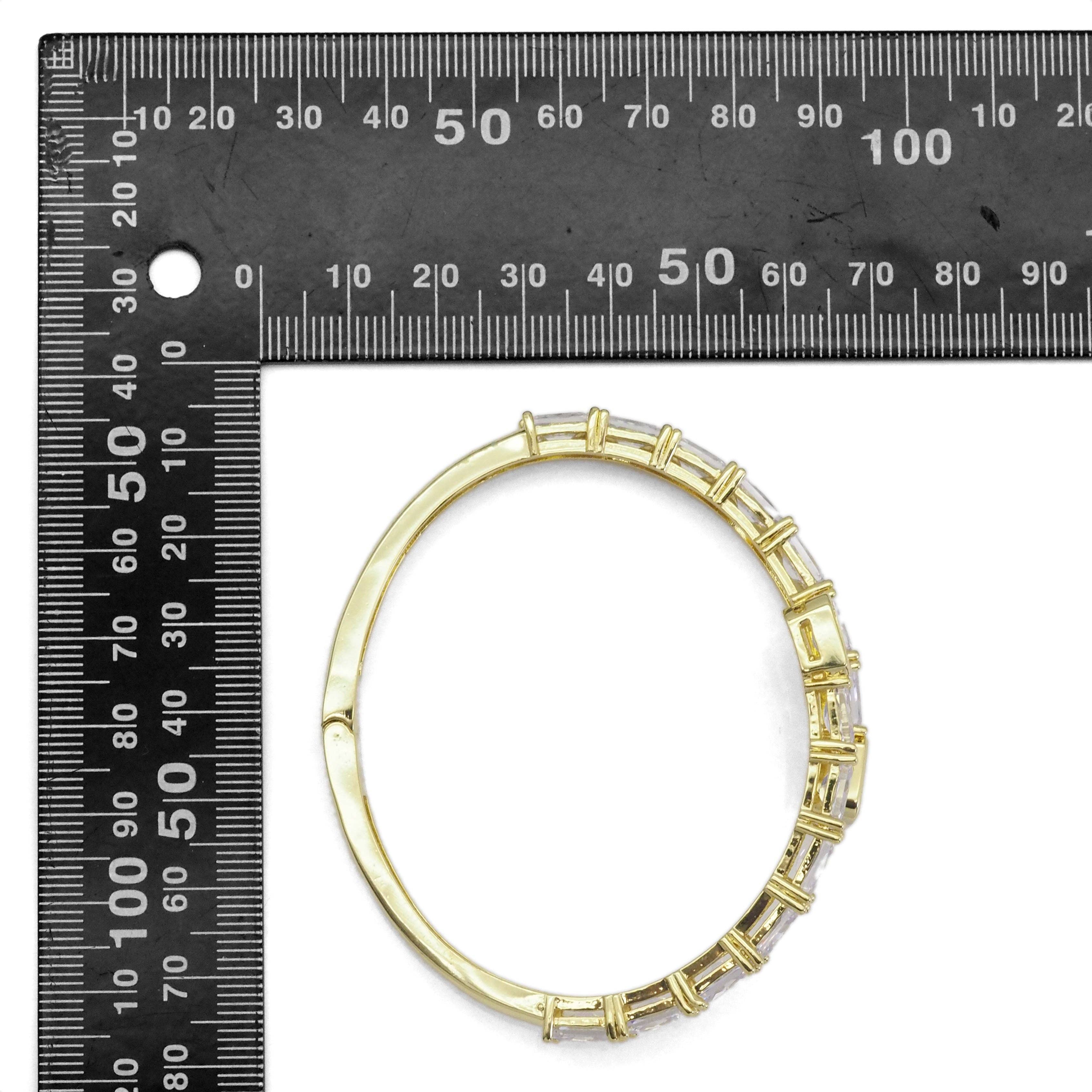 Gold Silver Baguette CZ Wrap Adjustable Bracelet, Sku#LX371