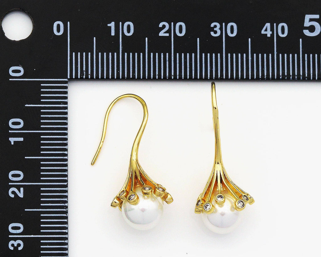 CZ Pearl Blossom Earrings, Sku#ZX78
