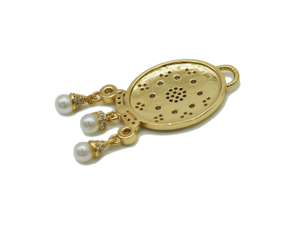 CZ Evil Eye Oval Pendant Charm, Sku#B173