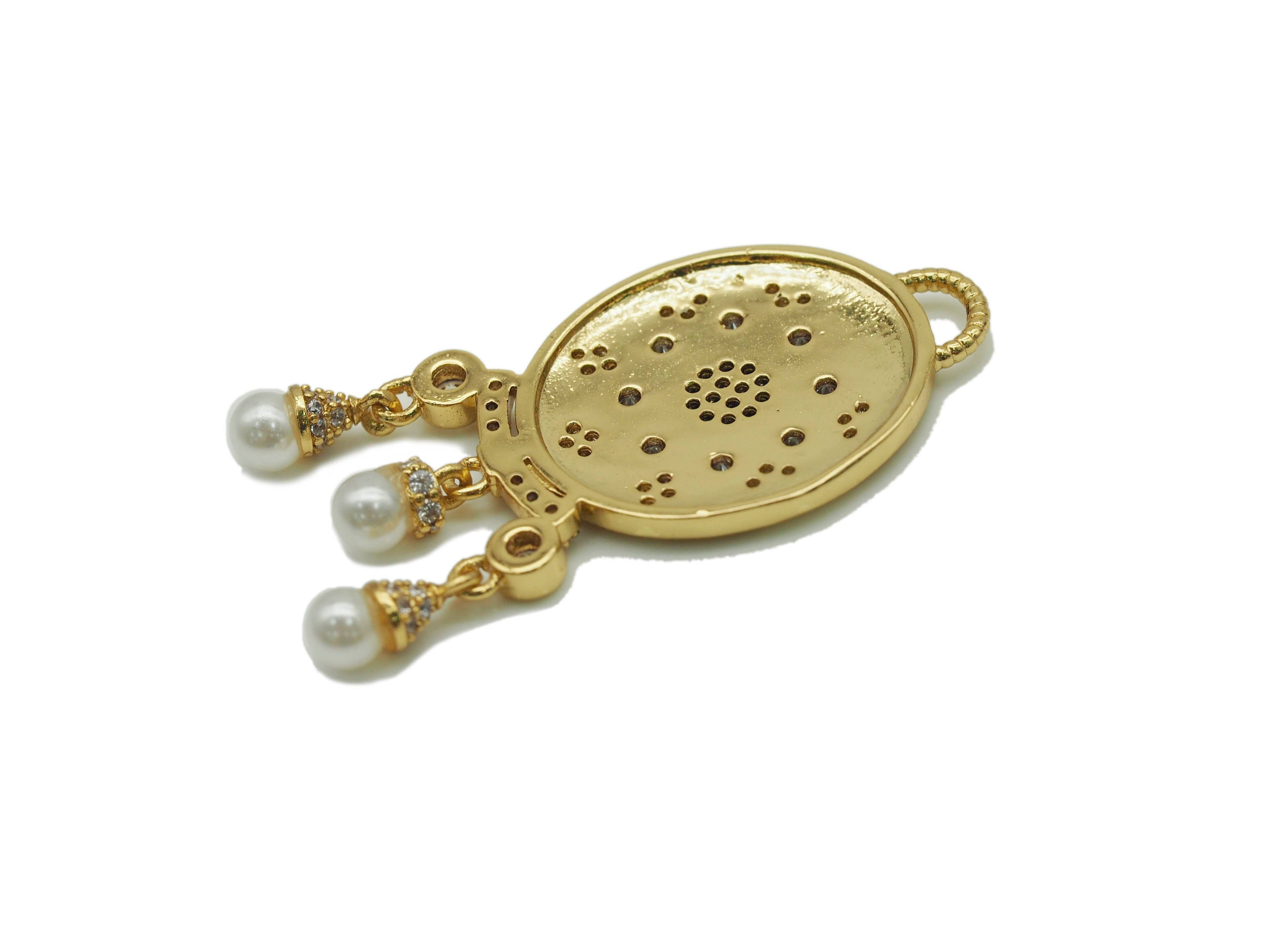 CZ Evil Eye Oval Pendant Charm, Sku#B173