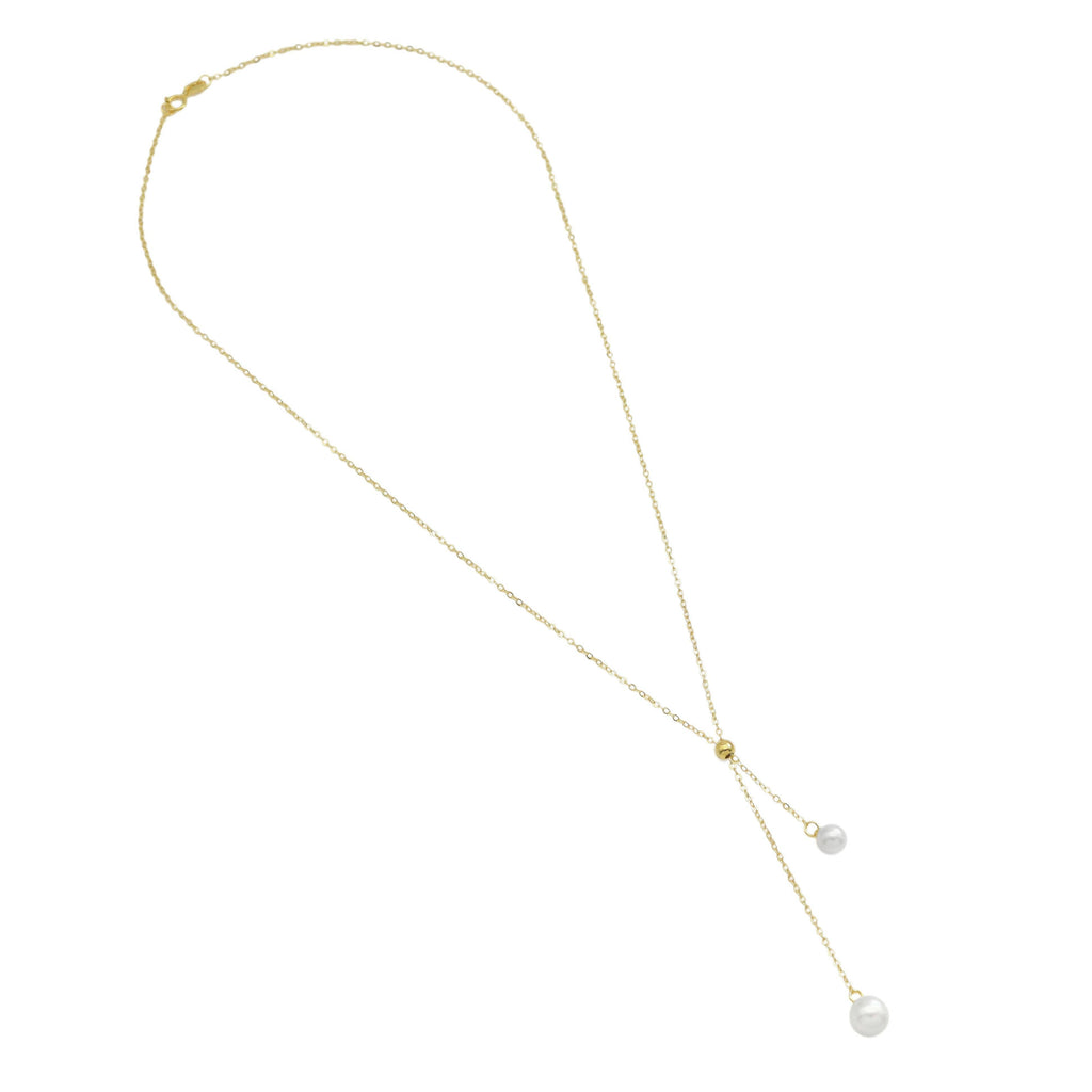 Dainty Gold Chain White Pearl Pendant Necklace, Sku#ZX207