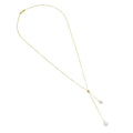 Dainty Gold Chain White Pearl Pendant Necklace, Sku#ZX207