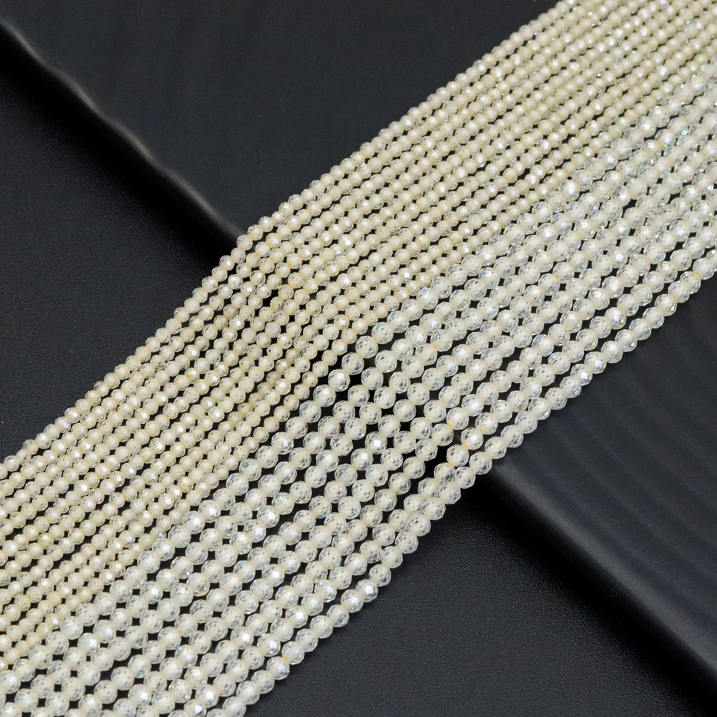 Light Yellow CZ Round Faceted Beads, Sku#U1867