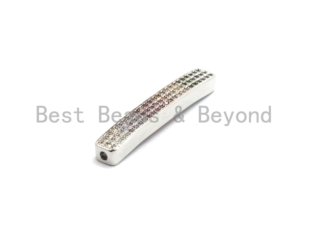 Rainbow CZ Micro Pave Tube/ Bar Connector for Bracelet/Necklace, Link Connector, Spacer Connector, 5x35mm,sku#E429