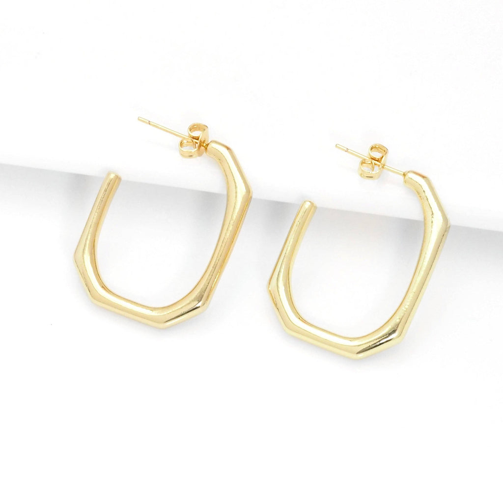 Gold Rectangle Geometry  Earrings, Sku#Y784