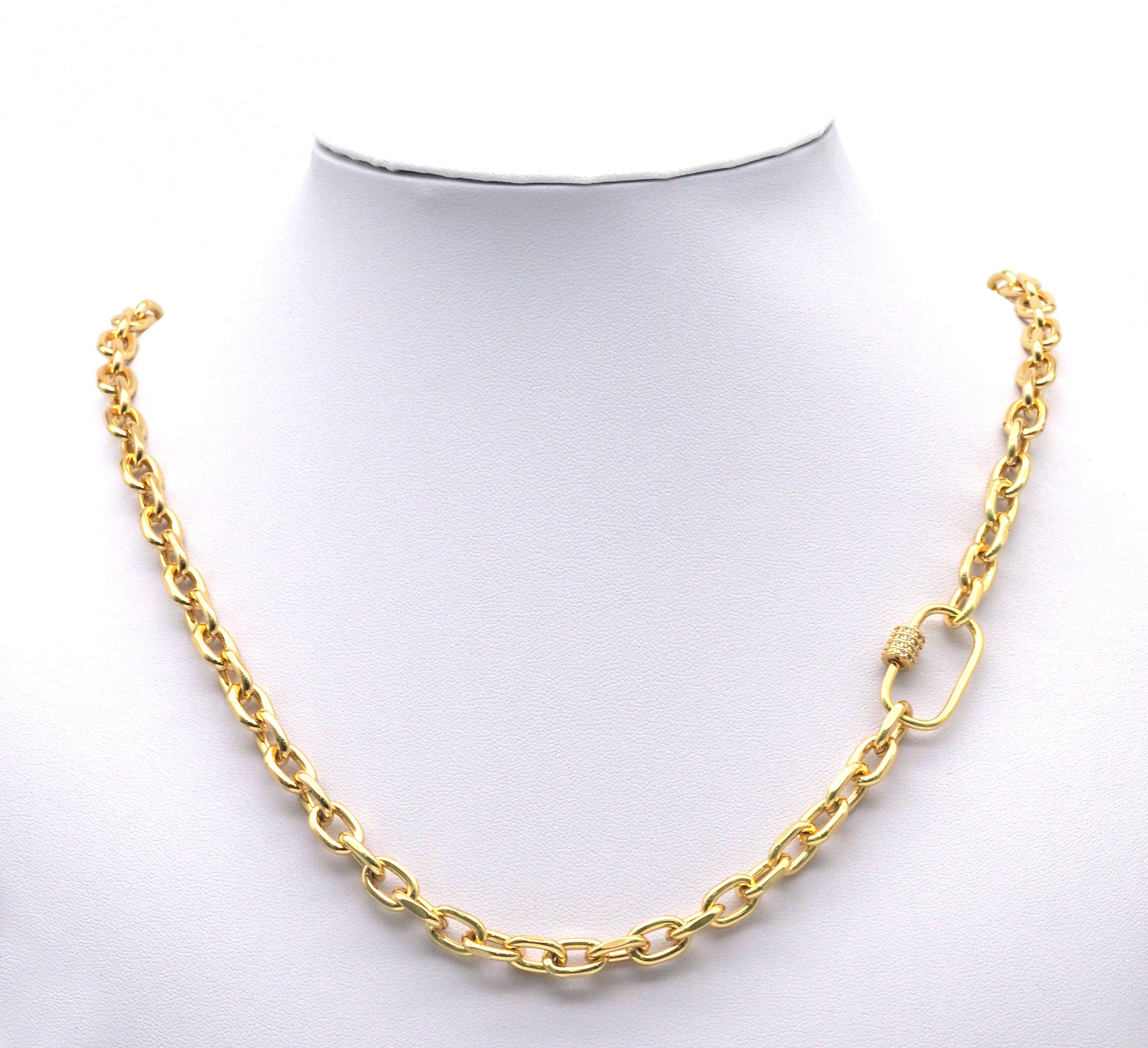 Gold CZ Oval Clasp, Sku#ML55