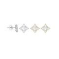 Clear CZ North Star Flower Stud Earrings, Sku#A411