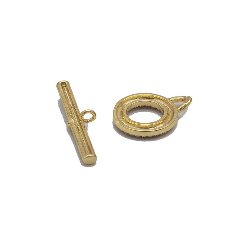 Gold CZ Round Bar Clasp, Sku#LD333