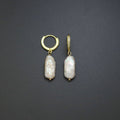 Gold Pearl Pendant Dangle Earrings, Sku#EF581