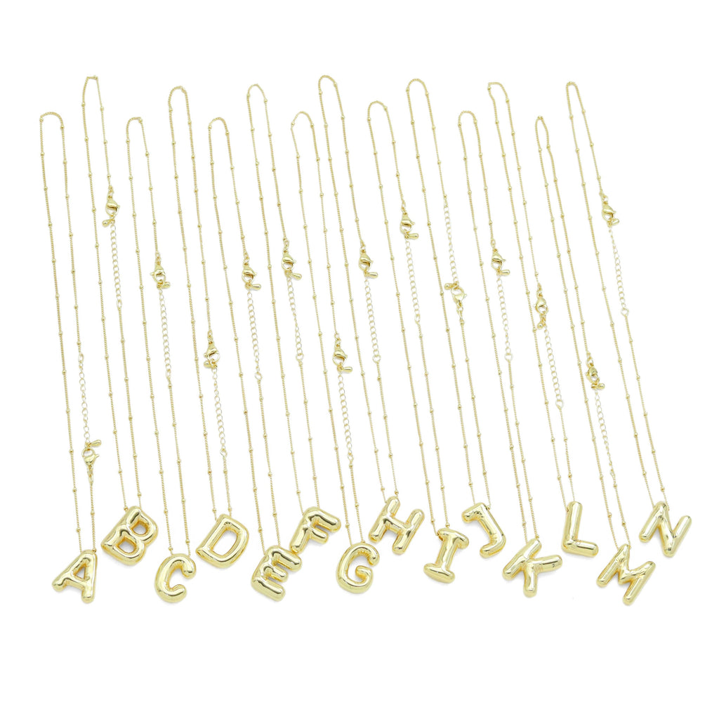 Ballon Bubble Initial Letter Charm Necklace, SKU#EF584