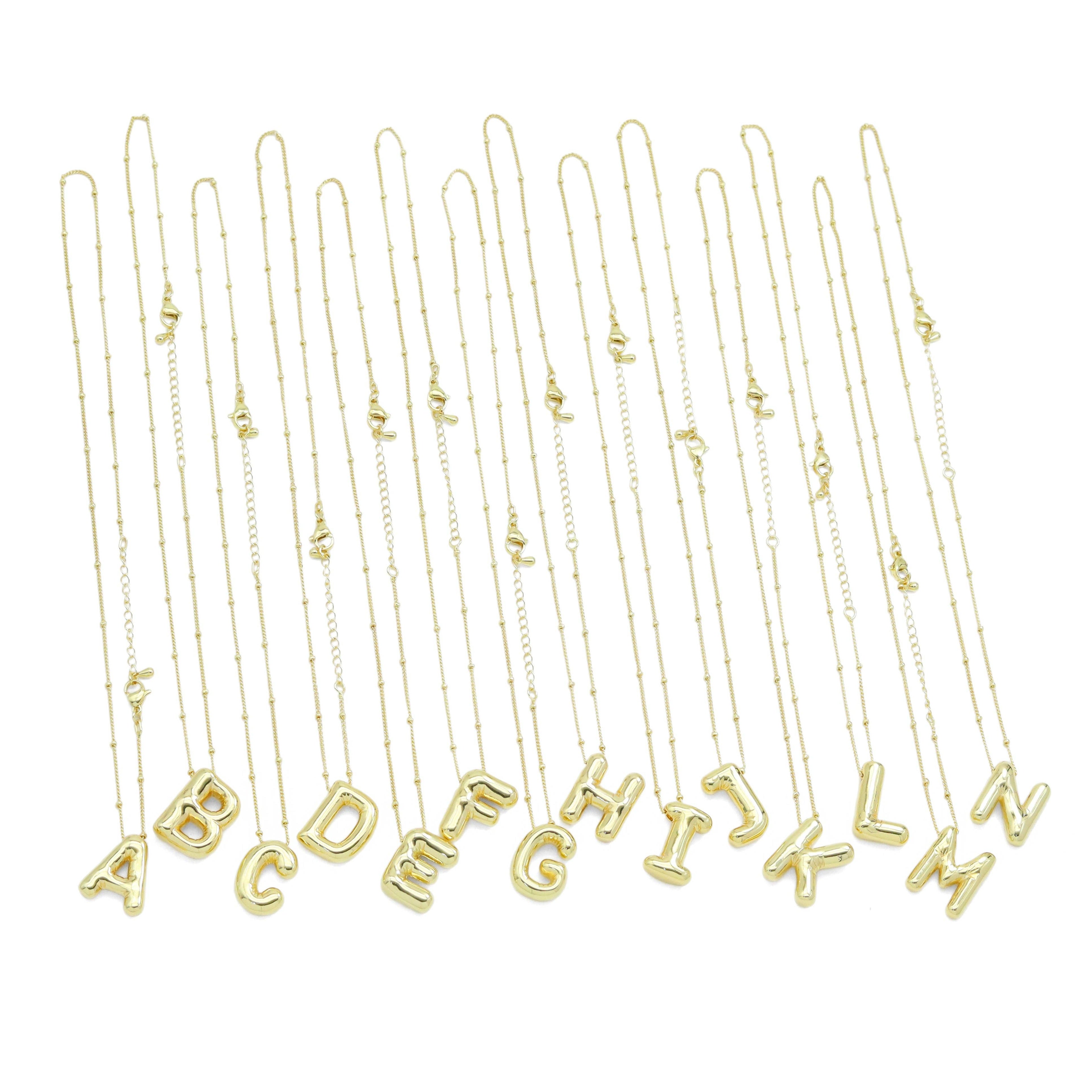 Ballon Bubble Initial Letter Charm Necklace, SKU#EF584