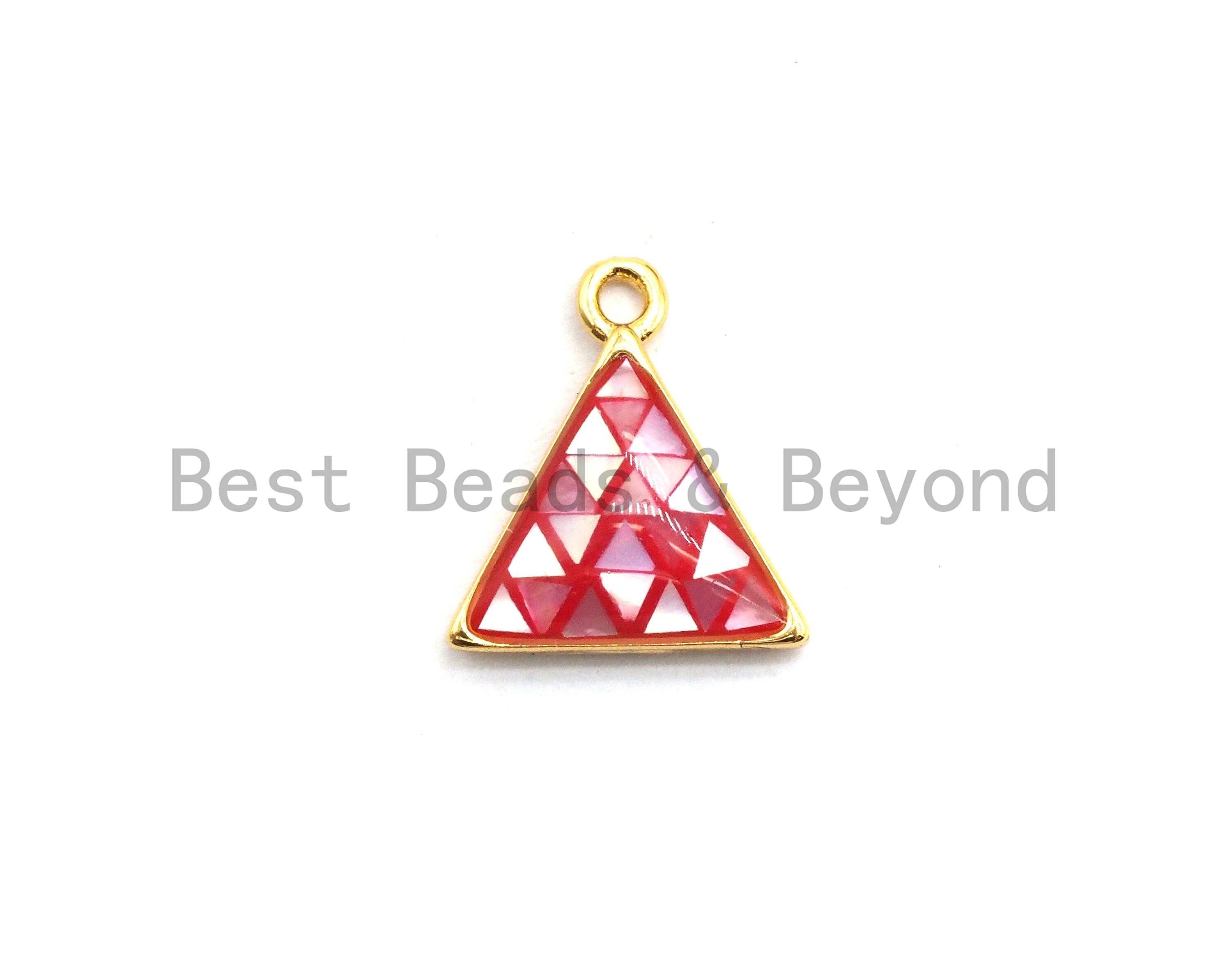 100% Natural HOT PINK Color Shell Triangle Shape Pendant/Charm, Gold/Silver Finish, Pink Shell Charm, Shell beads, 11x12mm,SKU#Z311
