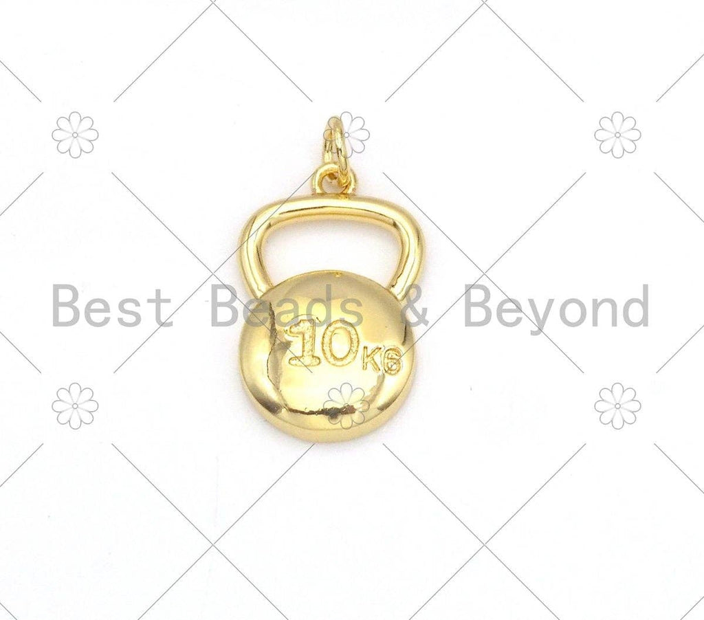 Kettlebell Shape Pendant/Charm,Gold/Silver 10KG Kettlebell Charm, Sku#L578