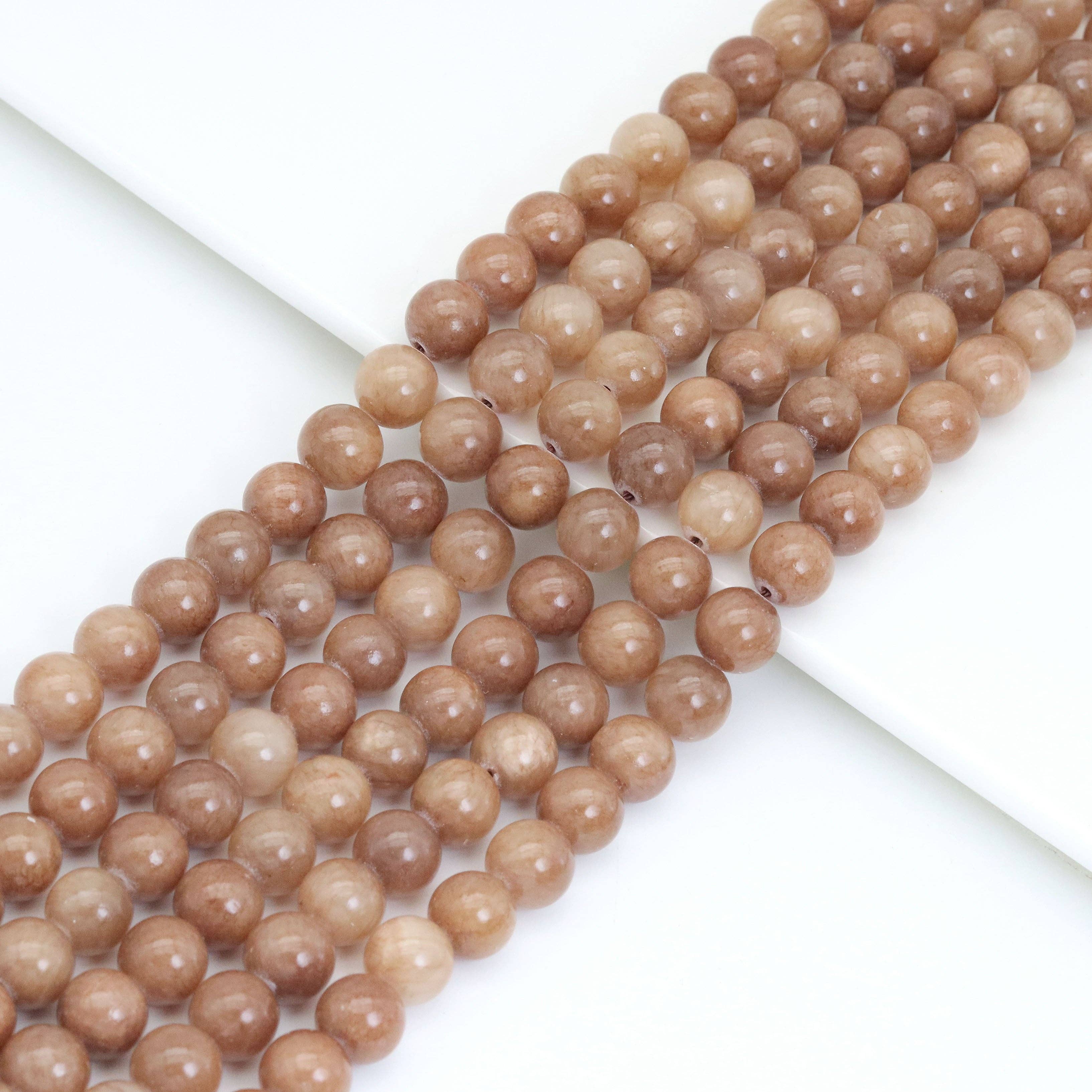 Brown Jade Round Smooth Beads, Sku#U2021