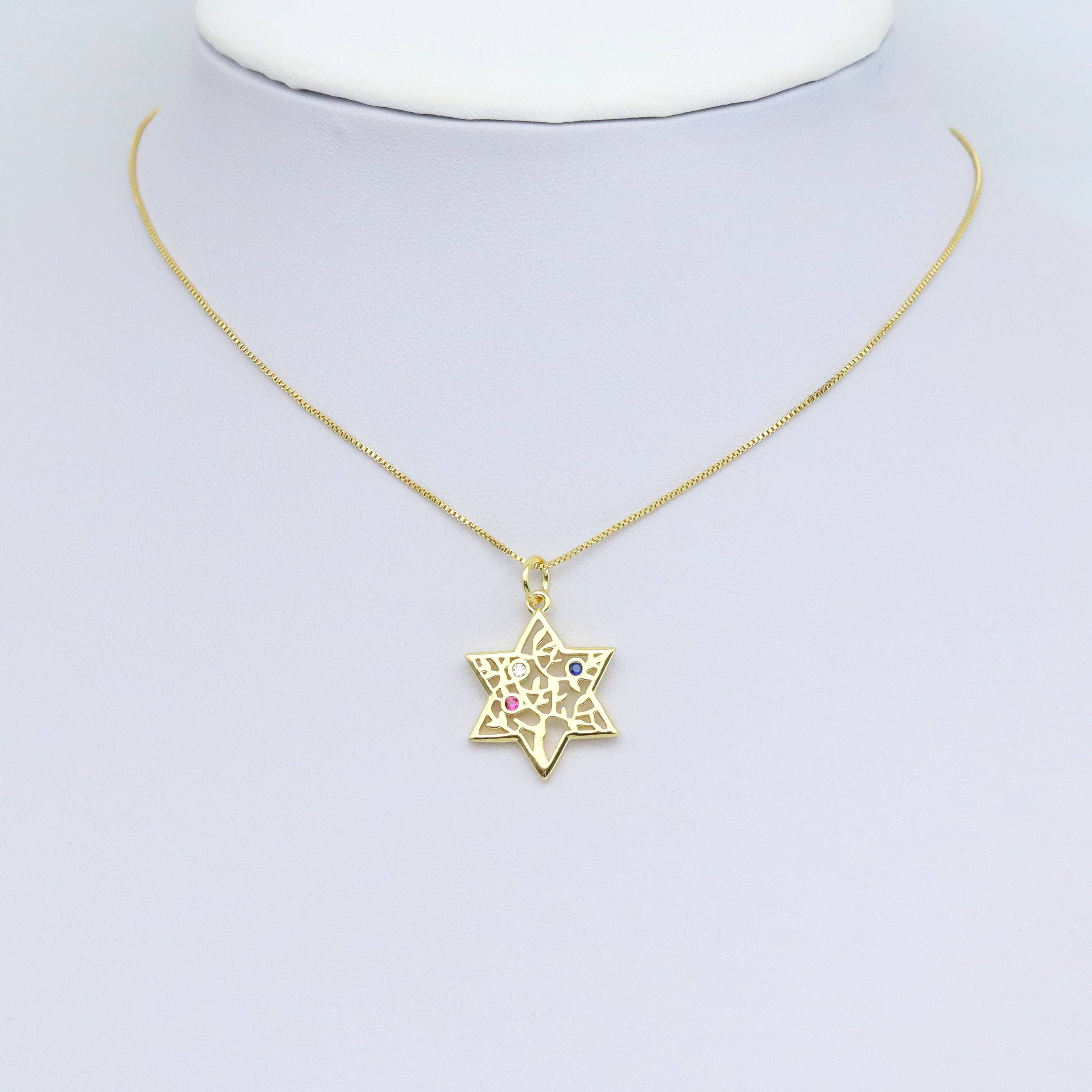 Colorful CZ Jewish Star of David Pendant, Sku#LX600