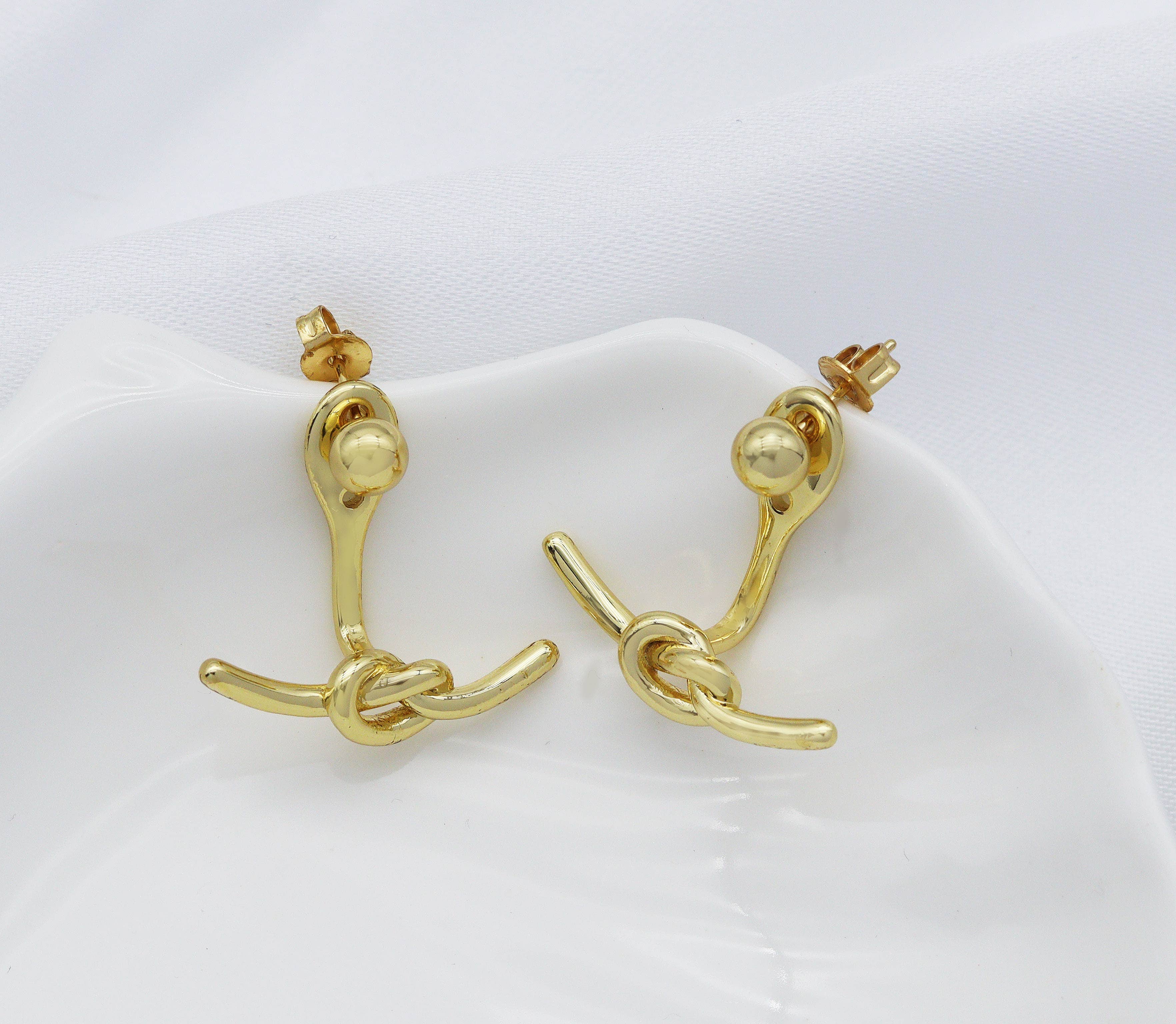 Gold CZ Stud Earrings, Sku#J360