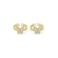 Gold Clear CZ Puffy Butterfly Adjustable Ring, Sku#LK875