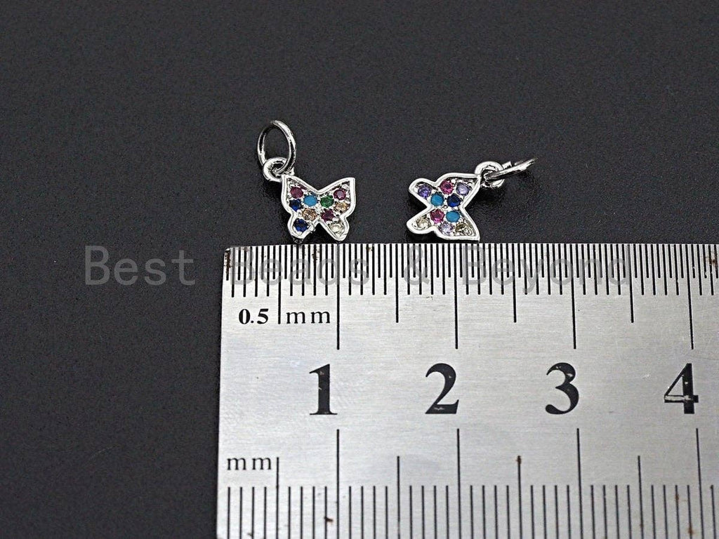 Cute Colorful CZ Micro Pave Butterfly Shaped Pendant/Charm, Cubic Zirconia Pendant Charm,6x8mm,sku#Z536