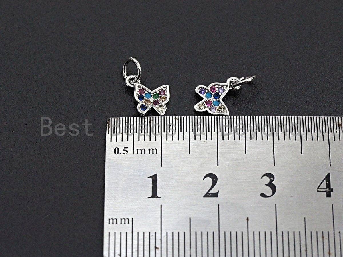 Cute Colorful CZ Micro Pave Butterfly Shaped Pendant/Charm, Cubic Zirconia Pendant Charm,6x8mm,sku#Z536