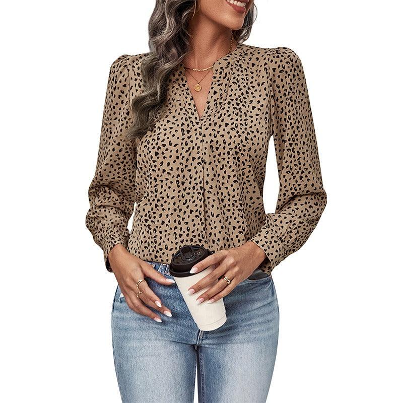 Haut à imprimé léopard Wild West – Haut de cow-girl tendance à manches longues pour femmes élégantes